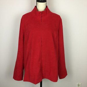 New!! D&Co Denim Co Blazer Jacket L Red Suede Long Sleeve Zip Up